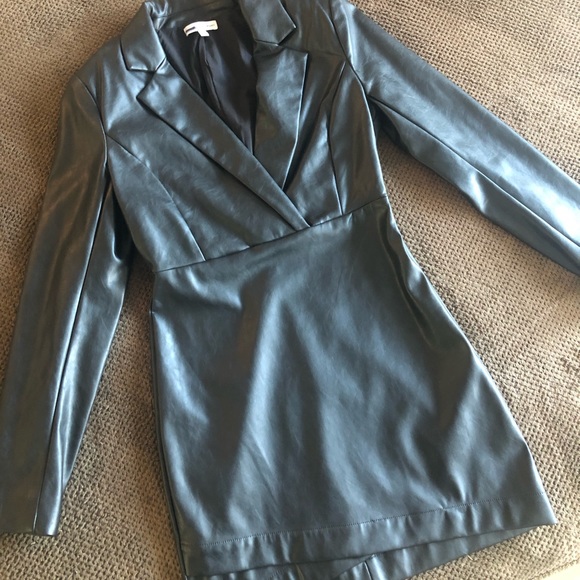 EXPRESS X NEGIN MIRSALEHI Black Leather Mini Dress - Picture 5 of 9